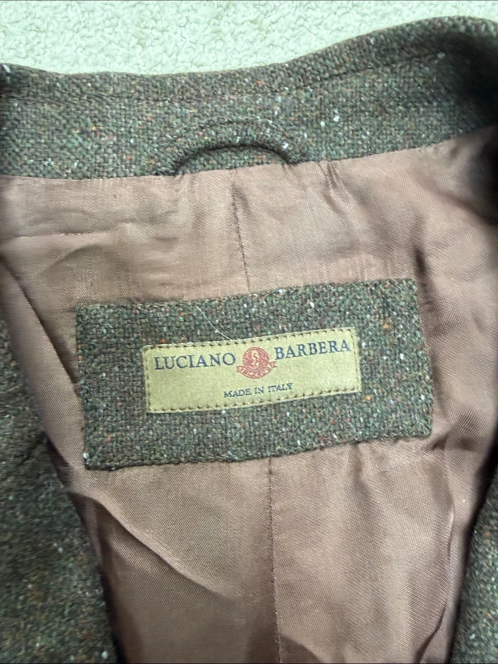 Luciano Barbera Made in Italy Blazer Peacoat Wool Cashmere Camel Hair, size 56